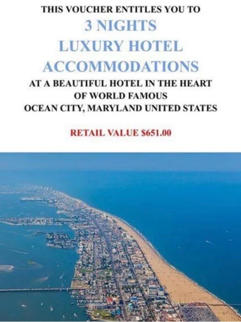 Ocean City Beach Hotel Accommodations Voucher